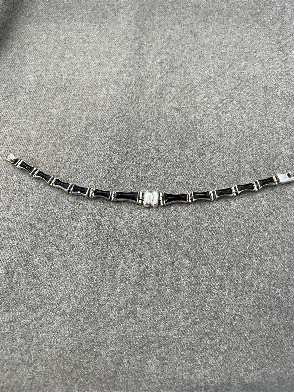 Sterling TAXCO Black Onyx 950 Bracelet - Picture 3 of 12